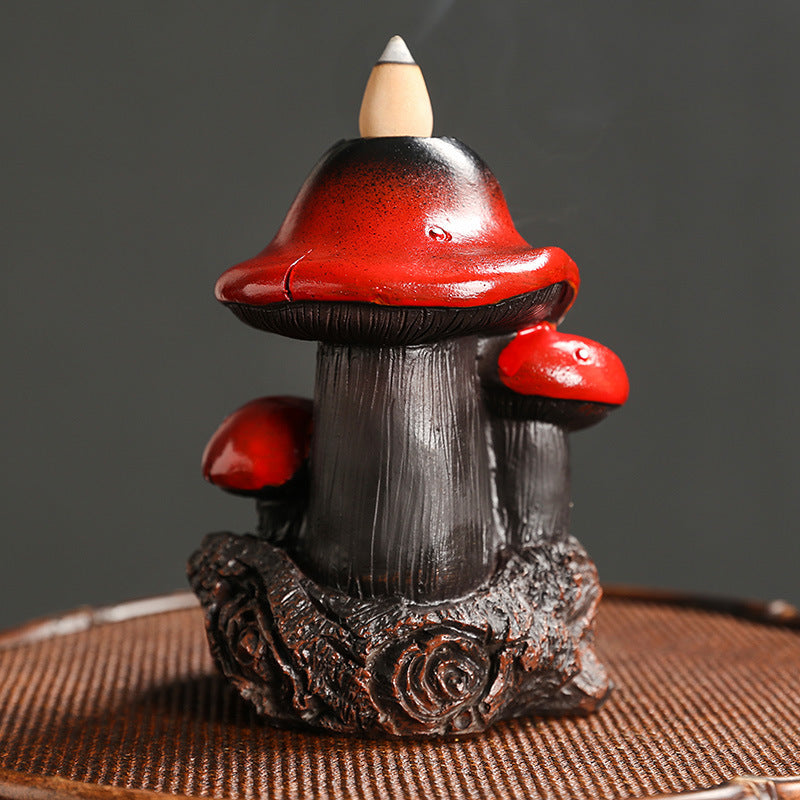 Whimsical Mushroom Backflow Incense Burner with Cascading Smoke Effect for Spiritual and Fantasy Decor