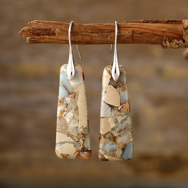 Rectangular Gemstone Drop Earrings for Spiritual Harmony and Chakra Alignment