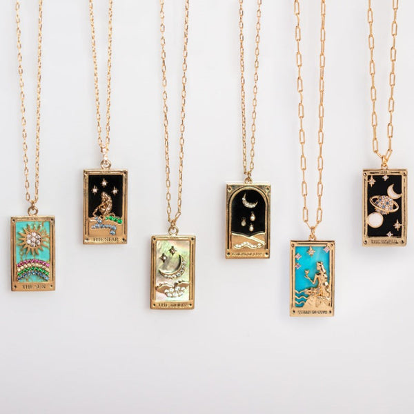 Tarot-Inspired Gold Pendant Necklace Collection - A Touch of Spiritual Elegance