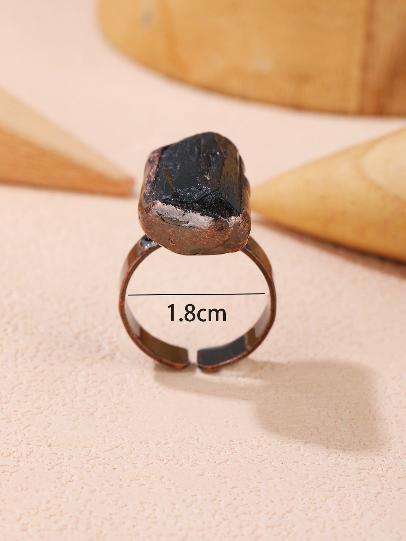 Powerful Black Tourmaline Protection Ring with Raw Crystal and Copper Band for Grounding, Cleansing, and Shielding