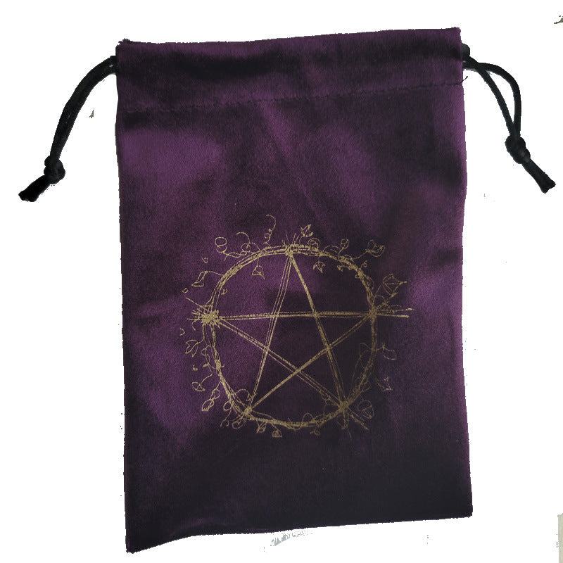 Velvet Tarot Pouch with Pentacle Embroidery – Elegant Ritual Tool for Tarot Cards and Crystals Storage