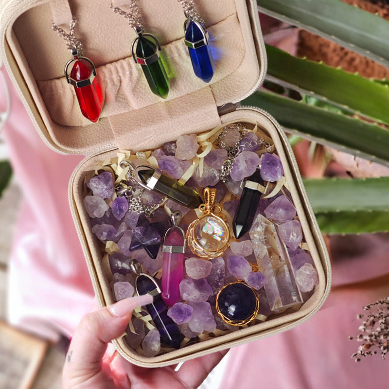 Cat-Themed Jewelry Travel Case with Moon and Stars Design for Crystals and Spiritual Accessories