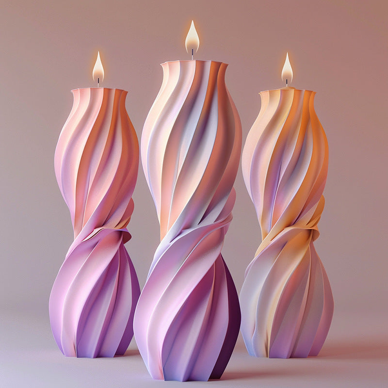 Twisted Wave Sculptural Candles - Elegant Spiral Candles for Spiritual Decor and Meditation