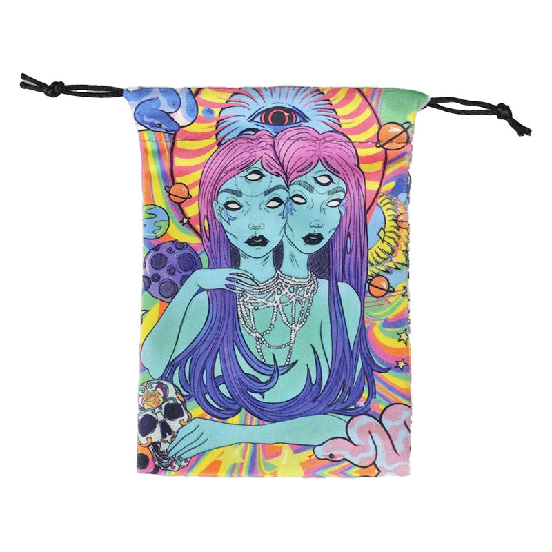 Vibrant Psychedelic Art Tarot and Crystal Drawstring Pouches for Spiritual Tools and Accessories – Unique and Eye-Catching Designs for Mystical Storage