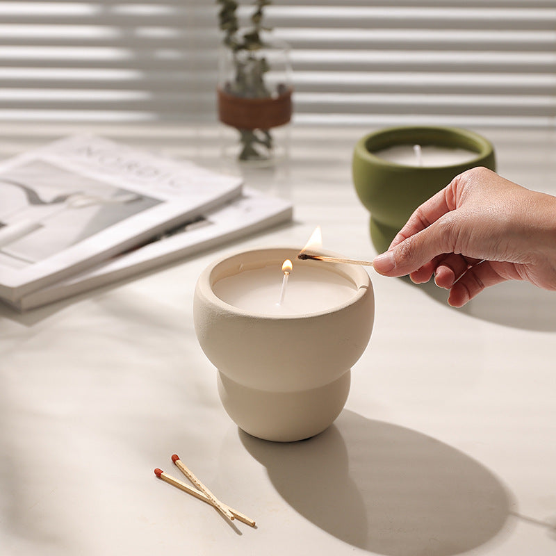 Handcrafted Matte Ceramic Candle Holders in Earthy Tones for Spiritual Home Decor - Modern Minimalist Meditation Candle Jars