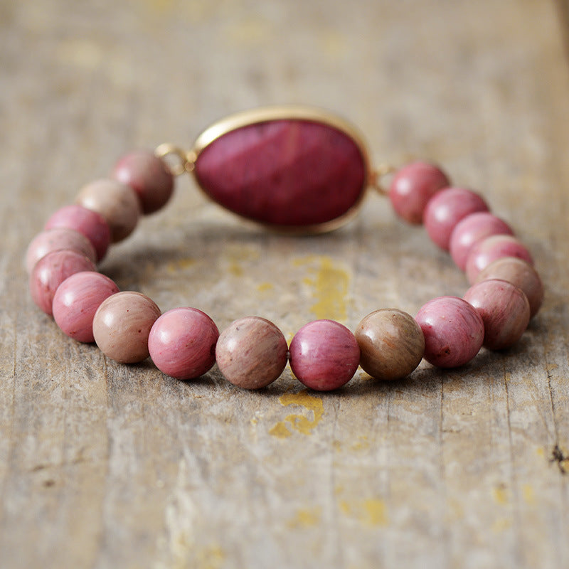 Radiant Serenity Rhodonite Healing Bracelet for Emotional Balance and Inner Strength