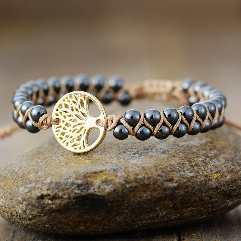 Hematite Tree of Life Bracelet for Grounding and Spiritual Connection