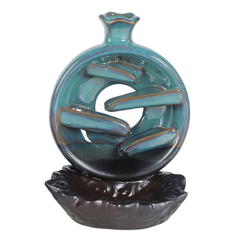 Handcrafted Ceramic Backflow Incense Burner with Lotus and Mountain Design for Tranquil Meditation and Aromatherapy