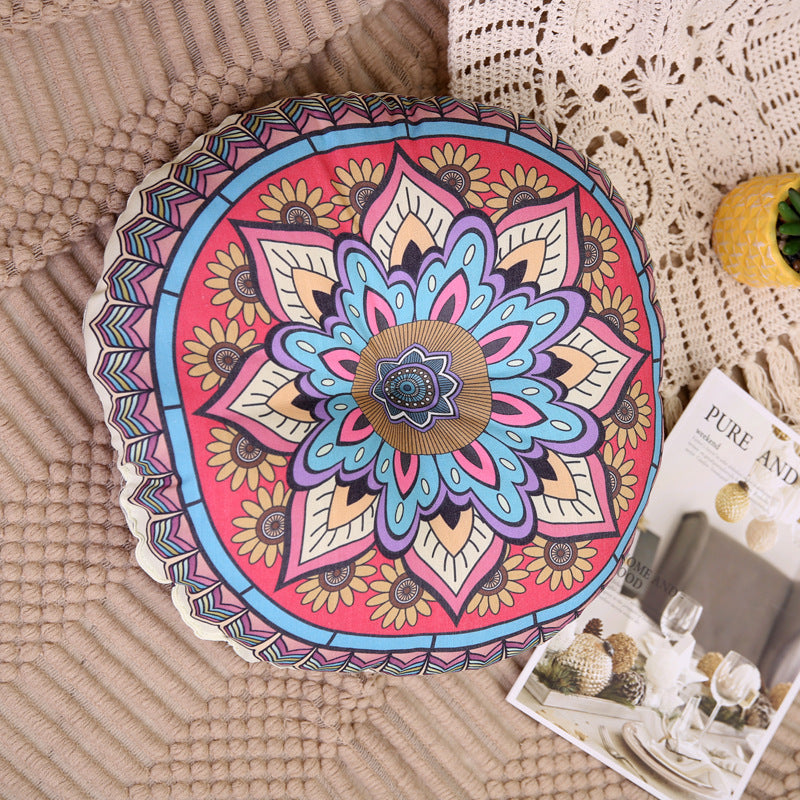 Mandala Meditation Floor Cushion with Intricate Ethnic Patterns