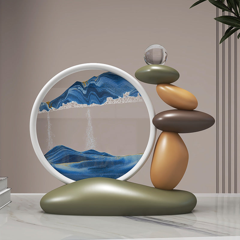 Tranquil Sandscape Flowing Art with Zen Stones