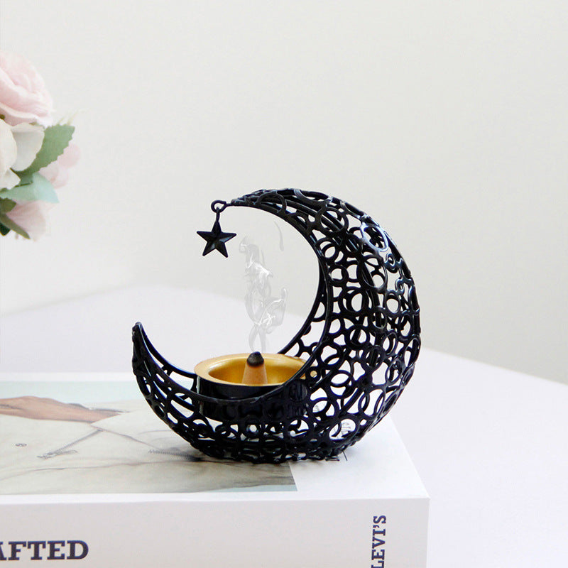 Enchanting Crescent Moon Star Tealight Holder for Spiritual Tranquility