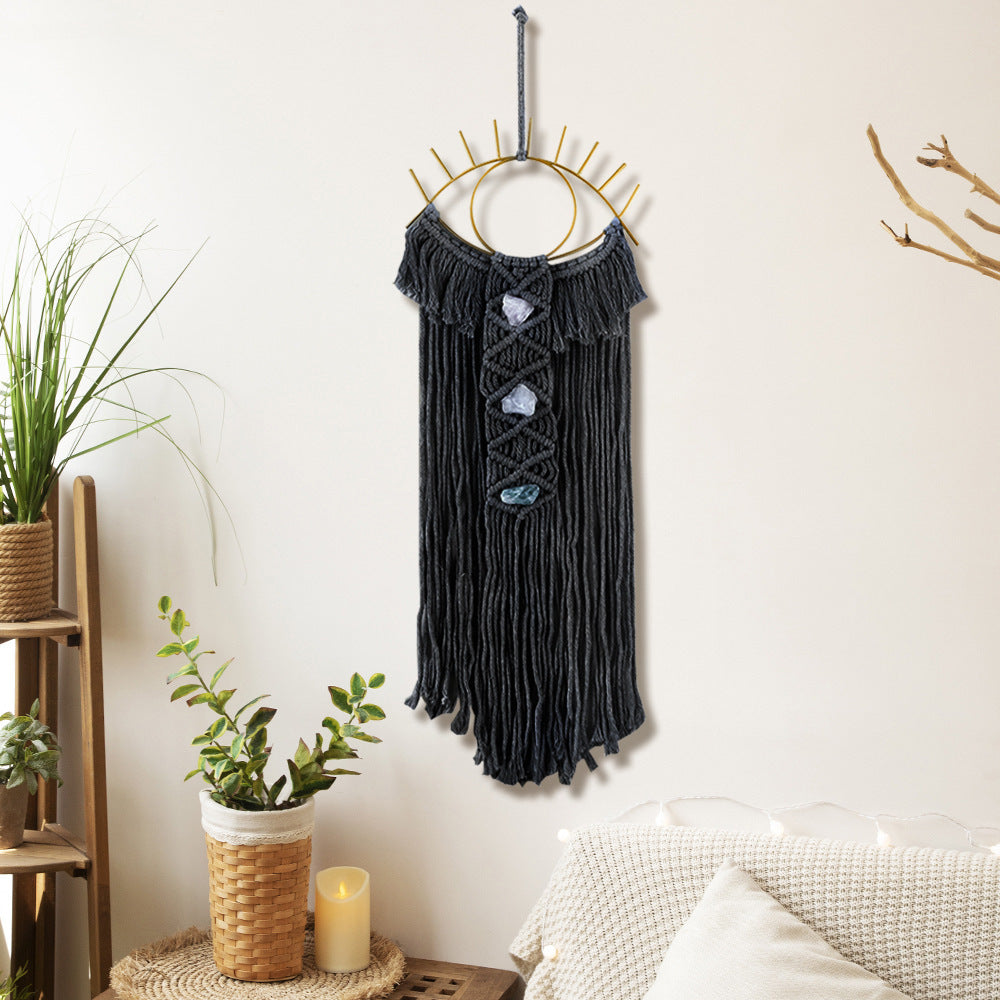 Macrame Evil Eye Wall Hanging - Crystal Protection Decor