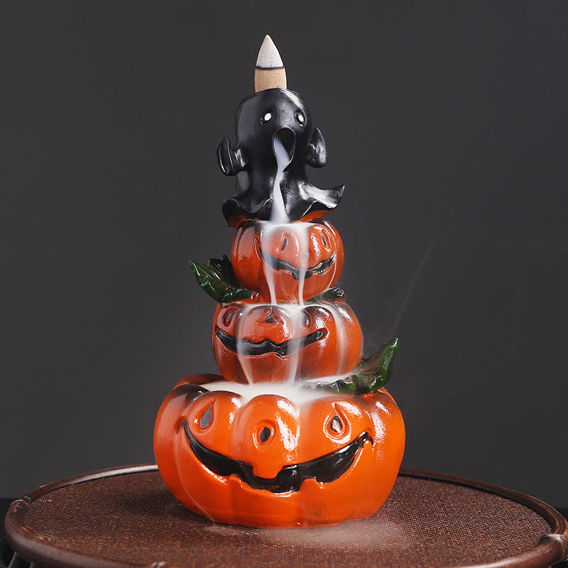 Spooky Pumpkin Ghost Backflow Incense Burner for Halloween Decoration and Meditation