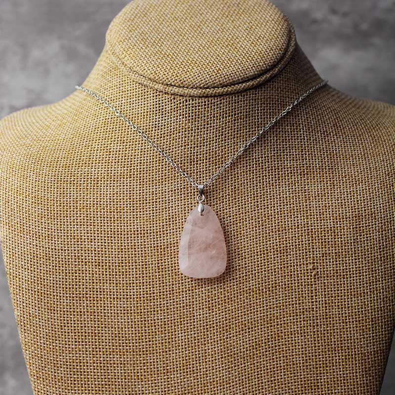 Natural Rose Quartz and Amazonite Pendant Necklace for Healing and Spiritual Energy Balance