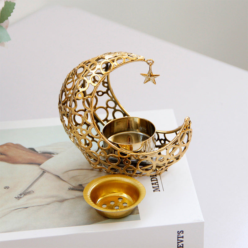 Enchanting Crescent Moon Star Tealight Holder for Spiritual Tranquility