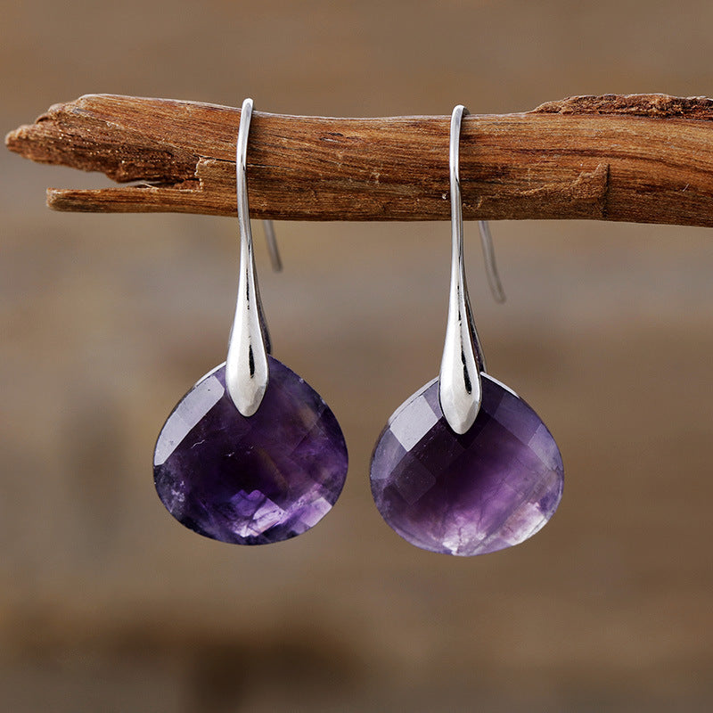 Faceted Gemstone Drop Earrings for Spiritual Clarity, Protection, and Grounding