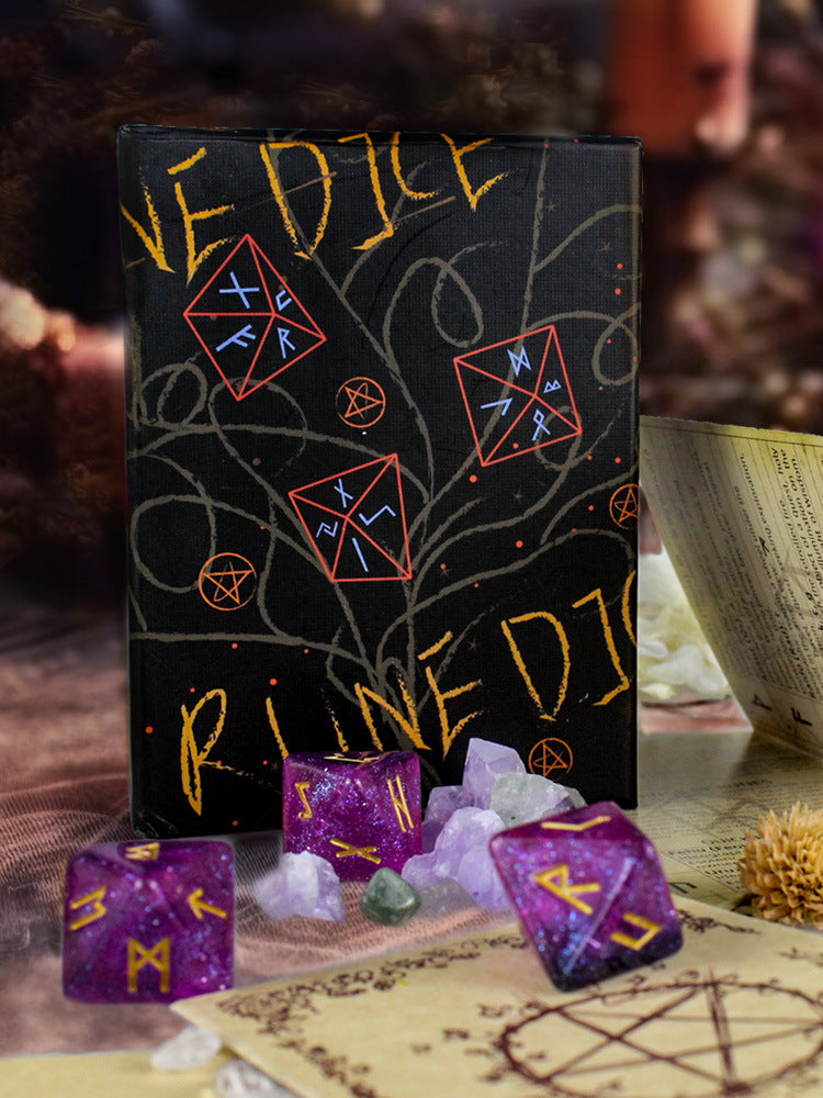 Mystical Rune Dice Divination Set with Guidebook and Velvet Pouch – Enhance Your Spiritual Practice and Fortune-Telling Skills