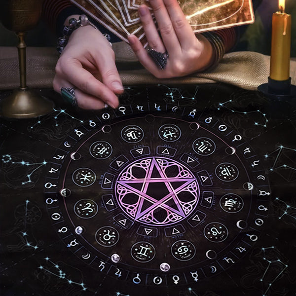 Zodiac Pentacle Altar Cloth Set with Celestial Design – Perfect for Tarot Readings, Crystal Grids, and Spiritual Practices