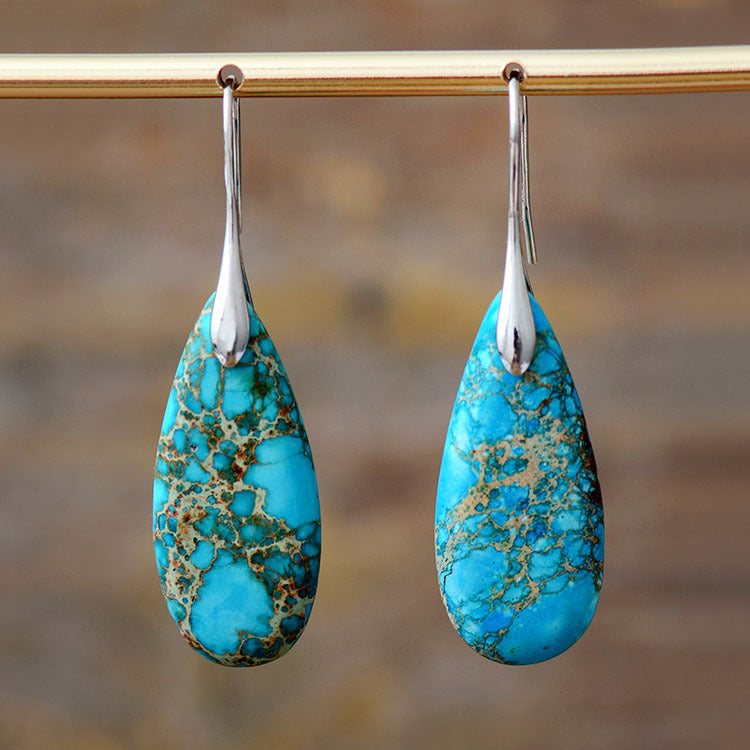 Turquoise and Red Jasper Teardrop Earrings for Spiritual Healing and Vitality