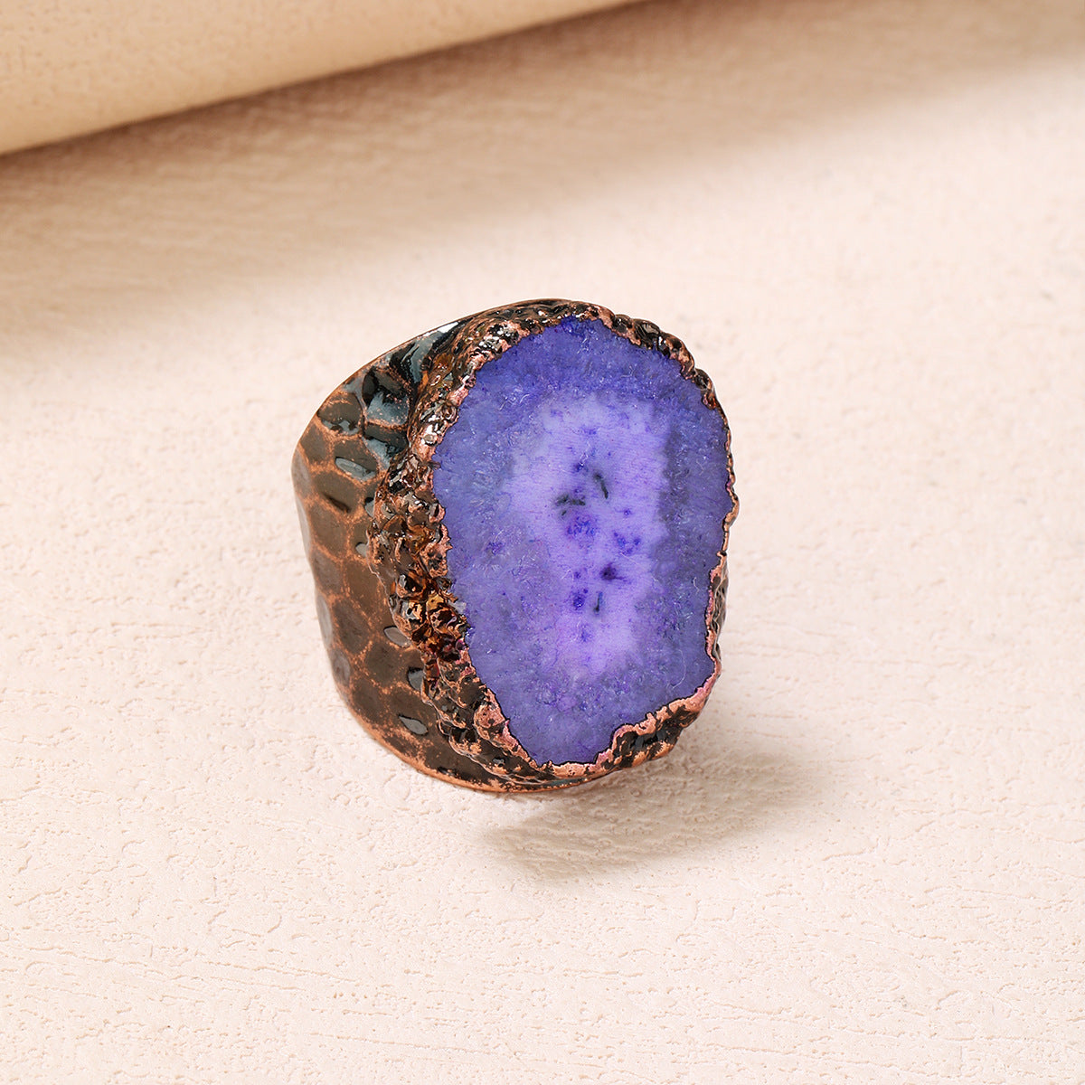 Vibrant Geode Slice Statement Ring – Spiritual Healing Crystal Jewelry