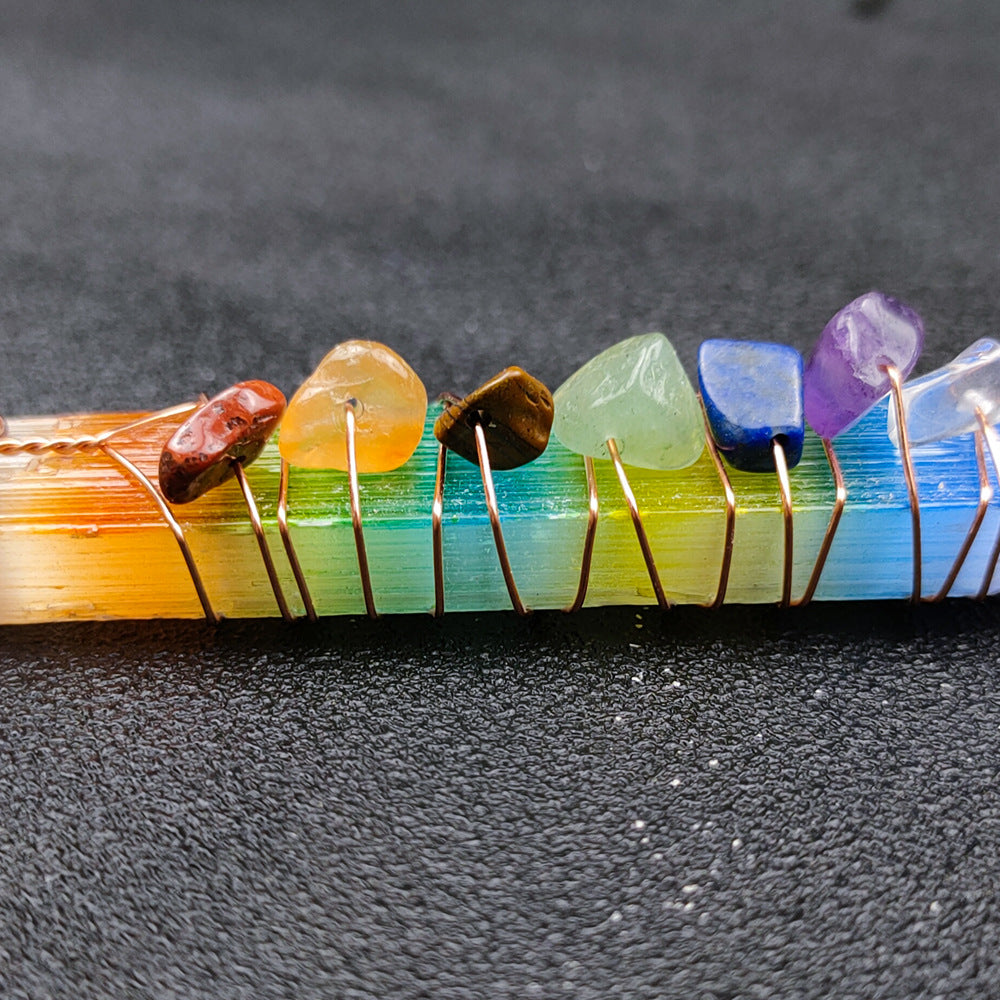 Rainbow Selenite Chakra Healing Wand with Crystal Stones – Energy Balancing Tool for Spiritual Wellness and Meditation