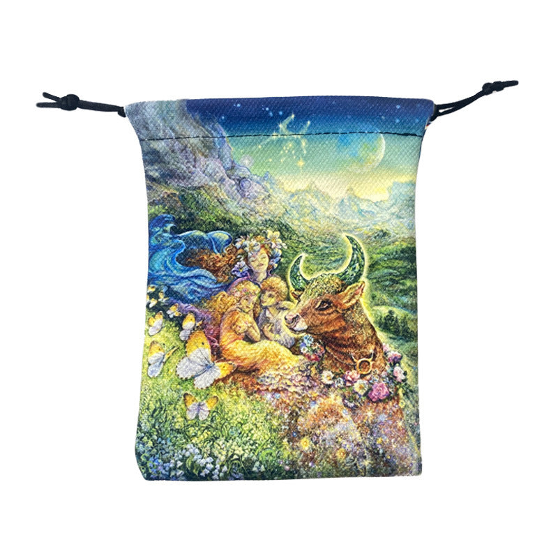 Zodiac-Themed Tarot and Crystal Storage Pouch – Mystical Drawstring Bag for Spiritual Tools and Astrology Lovers