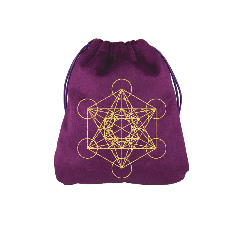 Velvet Drawstring Spiritual Pouches with Sacred Symbol Designs for Crystals, Tarot, and Rune Storage