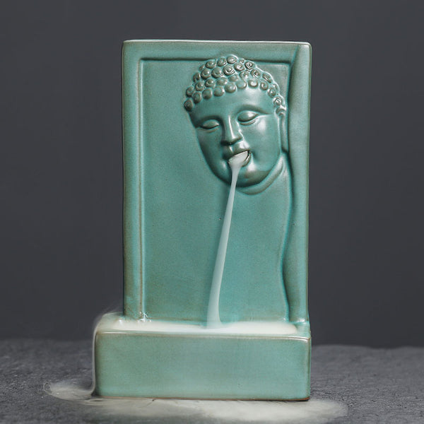 Serene Buddha Face Backflow Incense Burner Set for Meditation, Relaxation, and Spiritual Cleansing