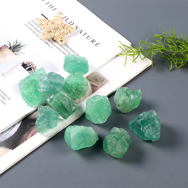 Raw Green Fluorite Healing Stones for Spiritual Growth and Clarity