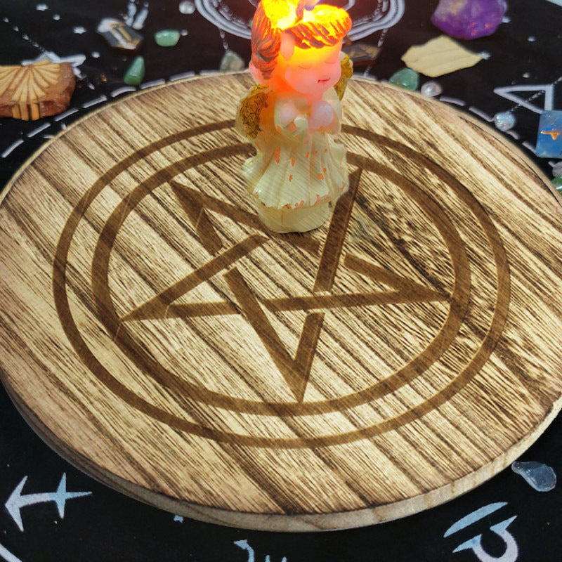 Wooden Pentacle Altar Plate for Rituals and Spell Casting – Essential Tool for Wiccan and Pagan Practices