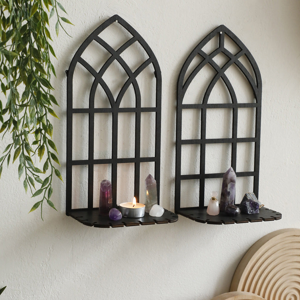 Gothic Cathedral Window Wall Shelf - Spiritual Altar Decor