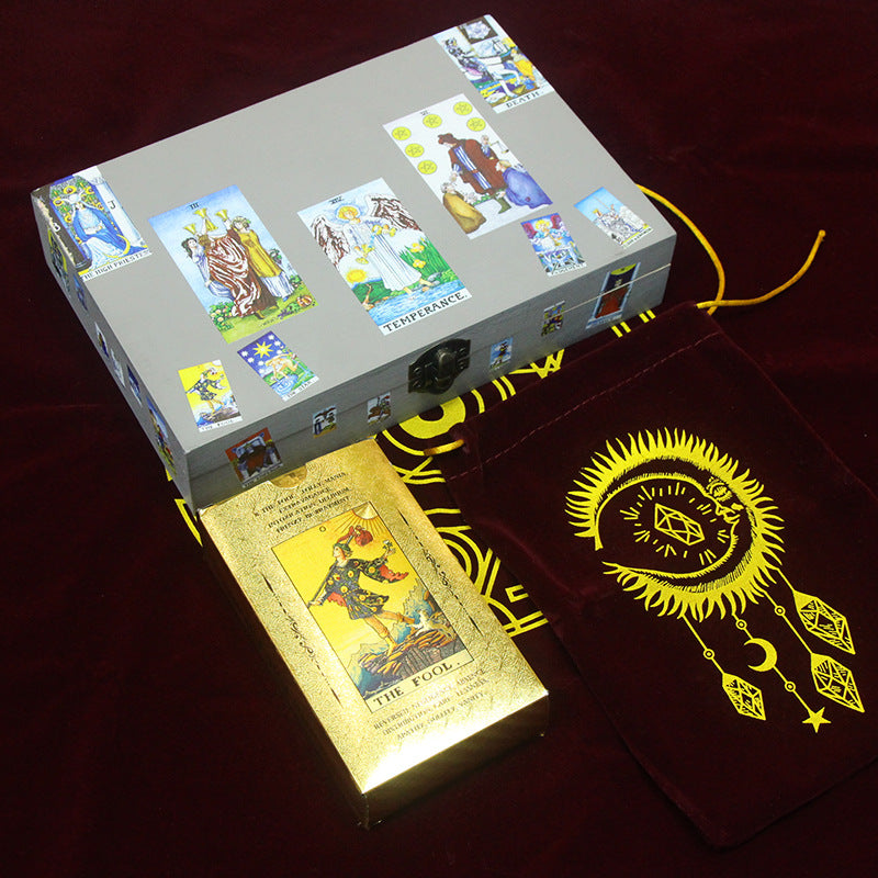 Deluxe Rider-Waite Tarot Card Set with Velvet Drawstring Bag and Decorative Tarot Box for Spiritual Guidance and Divination