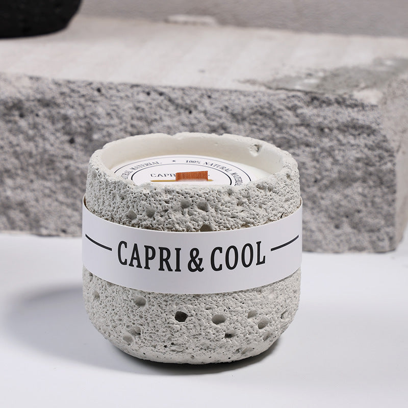 Capri & Cool Volcanic Stone Aromatherapy Candle for Spiritual Healing and Meditation