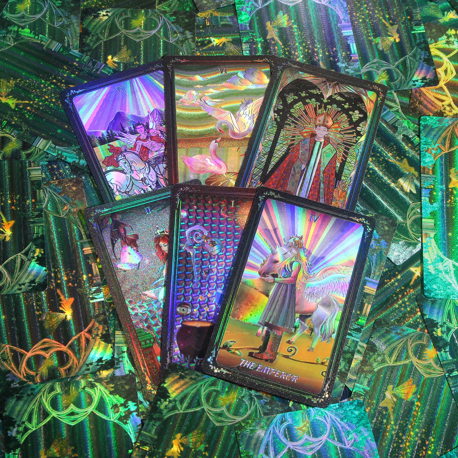 Enchanted Holographic Forest Tarot Deck - Mystical Art and Spiritual Guidance Cards for Divination and Tarot Readings