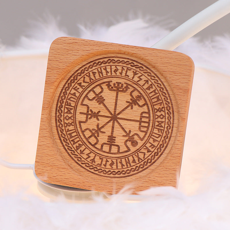 Nordic Rune Engraved Wooden Coaster Set for Spiritual Protection and Decor - Perfect for Rituals, Meditation, and Altar Use