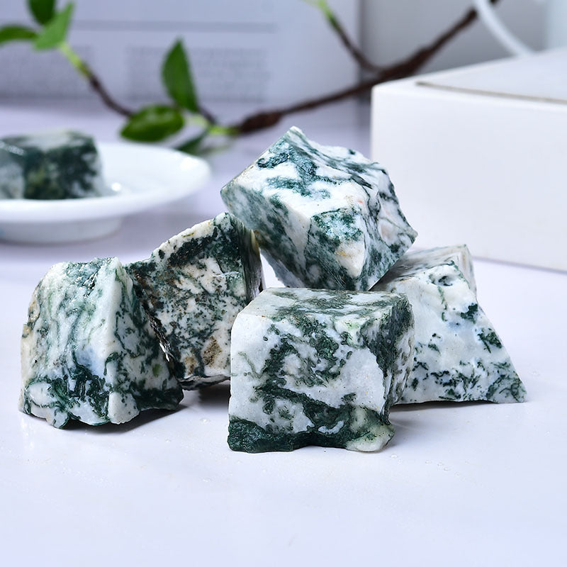 White and Green Rough Healing Stones for Grounding and Growth - Natural Raw Crystals for Spiritual Balance and Emotional Stability