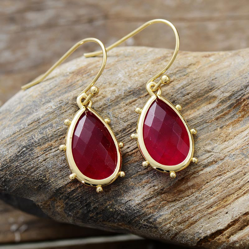 Oval Gemstone Earrings with Gold Accents for Spiritual Healing and Chakra Activation