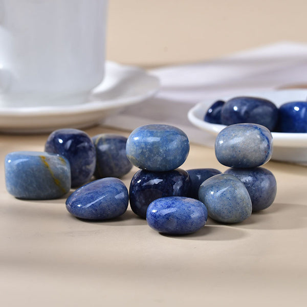 Polished Blue Quartz Tumbled Stones for Healing, Meditation, and Spiritual Energy Balancing