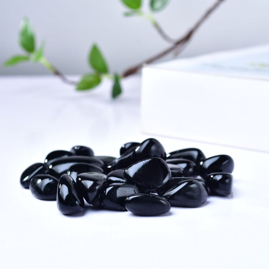 Polished Black Onyx Tumbled Stones for Spiritual Protection and Grounding Energy