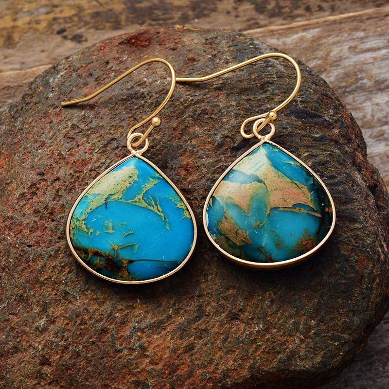 Artisan Gemstone Drop Earrings with Gold Accents for Spiritual Harmony and Energy Balancing