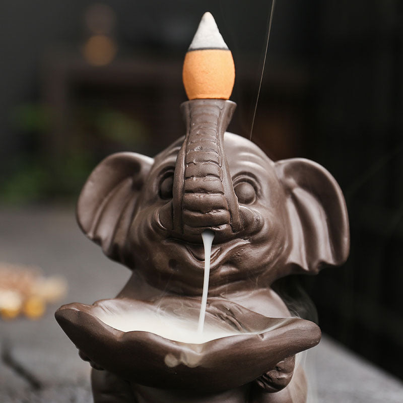 Elephant Backflow Incense Burner for Meditation, Yoga, and Spiritual Cleansing