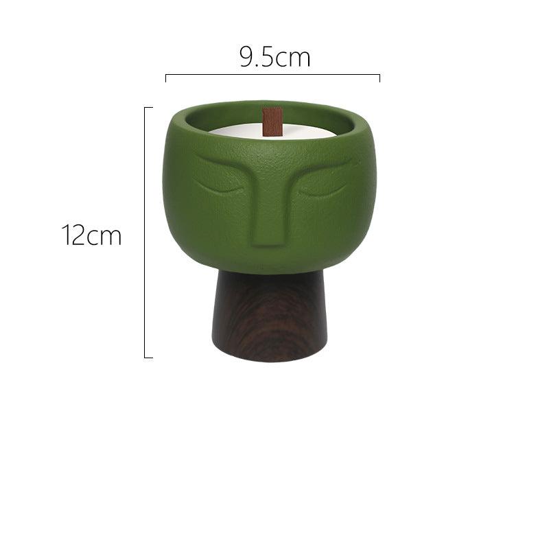 Zen Face Ceramic Candle with Wooden Wick for Meditation and Spiritual Relaxation