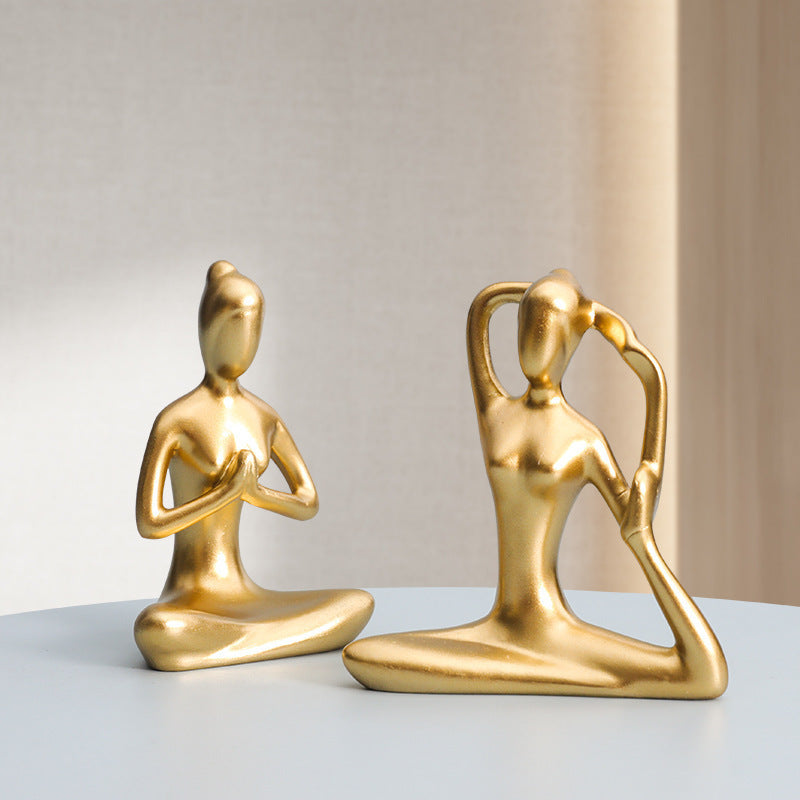 Elegant Gold Meditation Yoga Figurines Set - Spiritual Zen Decor for Mindful Living