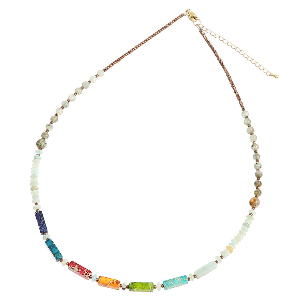 Chakra Balancing Gemstone Necklace with Healing Energy Beads for Spiritual Harmony