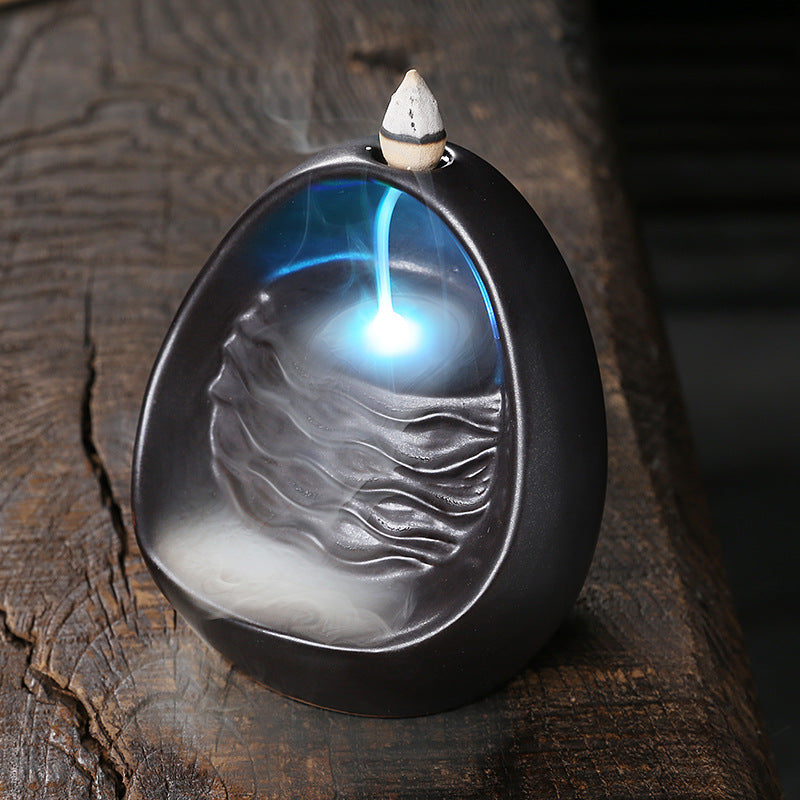 Iridescent Wave Backflow Incense Burner for Meditation, Relaxation, and Spiritual Cleansing