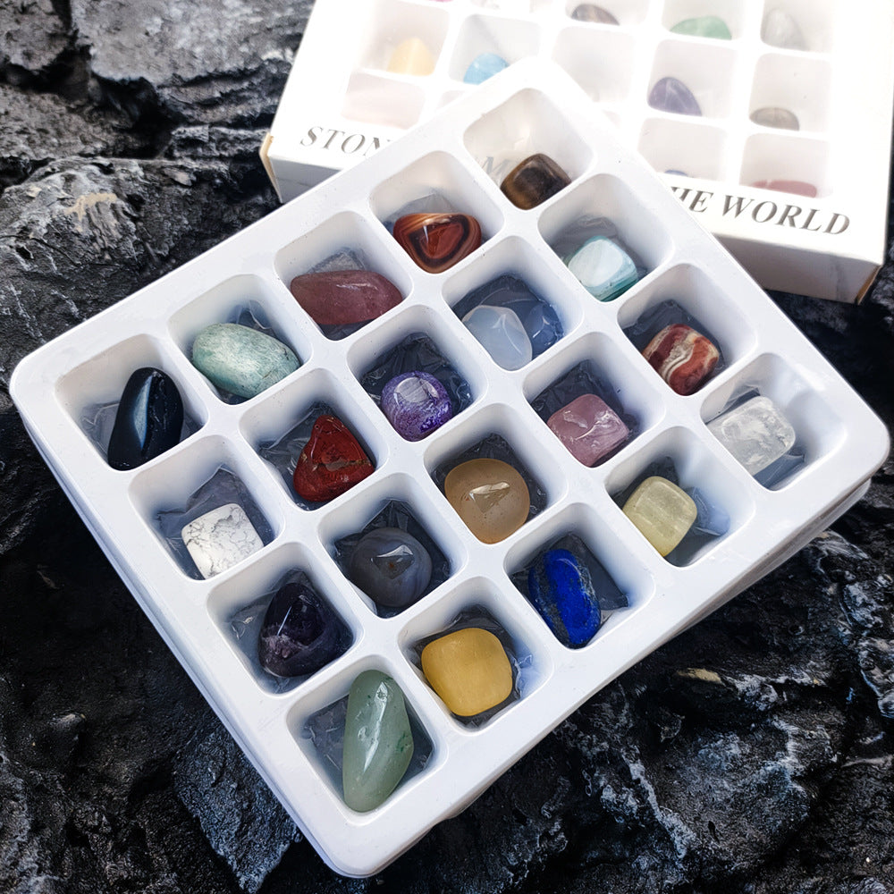 World Collection of Tumbled Gemstones: 24-Piece Crystal Healing Set for Meditation, Chakra Balancing, and Spiritual Energy