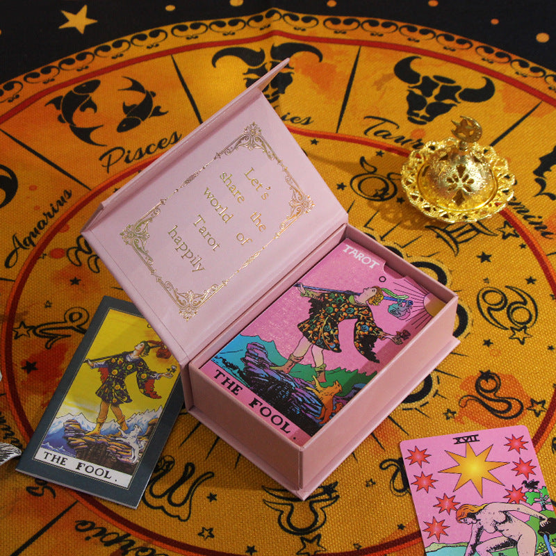 Pink Fool Tarot Card Deck with Pastel Design – Colorful Tarot Cards for Intuitive Readings and Self-Discovery