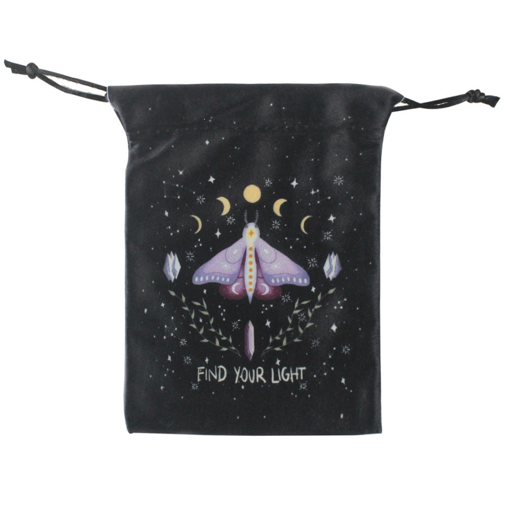 Mystical Moth and Moon Velvet Drawstring Pouches for Tarot Cards, Crystals, and Spiritual Essentials - Celestial and Nature-Inspired Designs