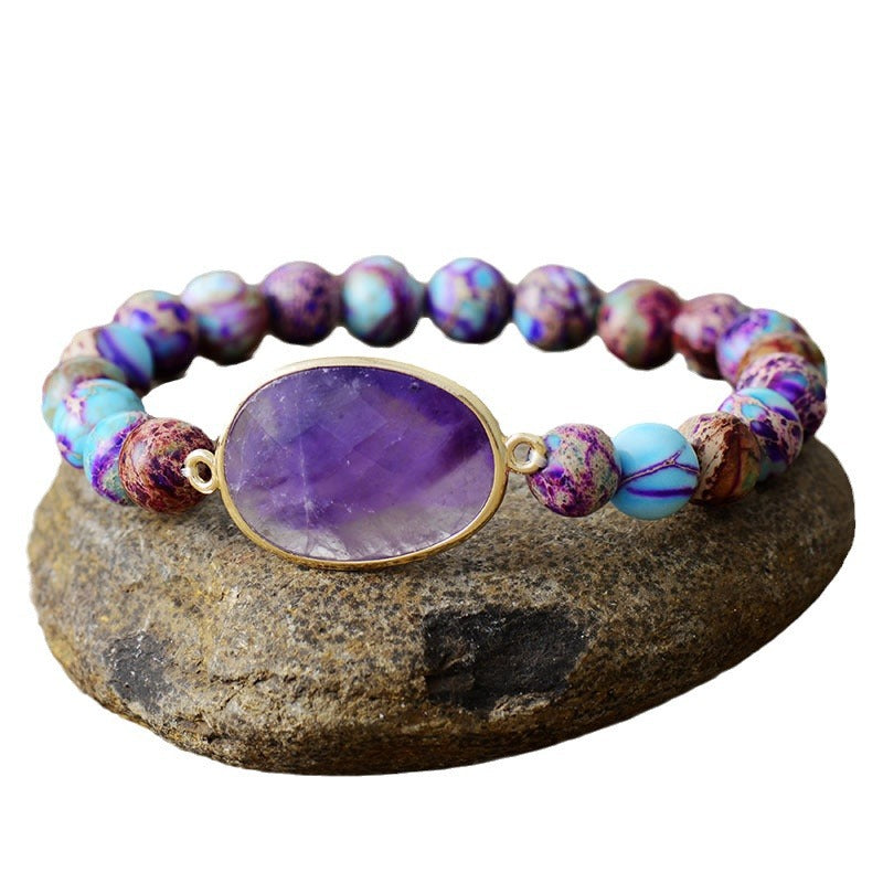 Healing Amethyst and Turquoise Jasper Energy Bracelet for Spiritual Balance and Protection