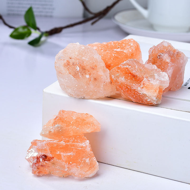 Natural Peach Selenite Healing Stones for Spiritual Energy and Chakra Balancing